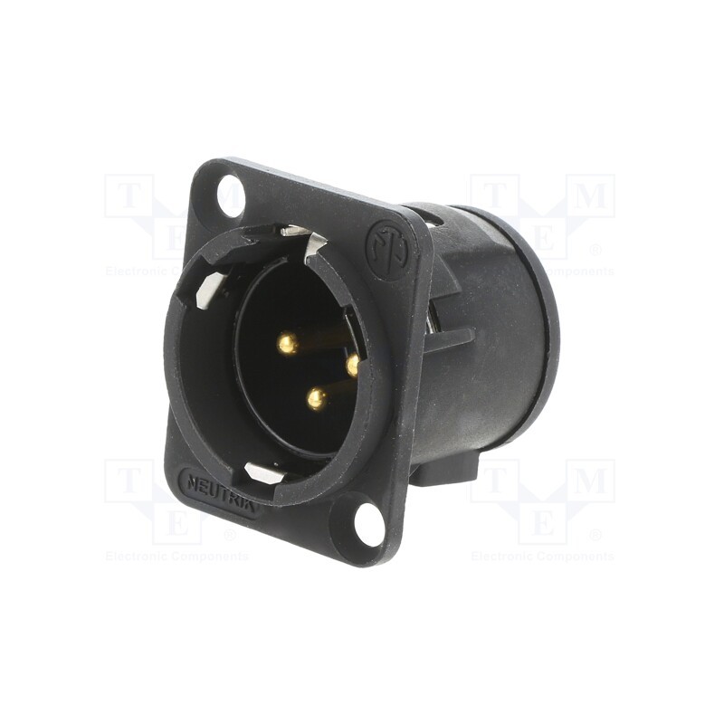 1 pcs x NEUTRIK - NC3MD-V-B - Socket, XLR, male, PIN: 3, straight, THT, black, 6A, 19x24mm