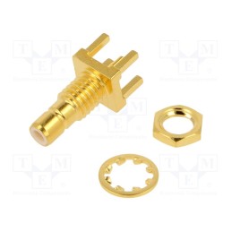 1 pcs x AMPHENOL RF - 142210 - Socket, SMB, male, straight, 50Ω, THT, PTFE, gold-plated, Mat: brass