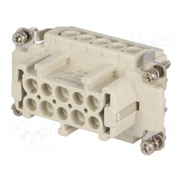 1 pcs x DEGSON ELECTRONICS - DE-010-F - Connector: HDC, contact insert, female, DE, PIN: 10, 10+PE, 16A, 500V