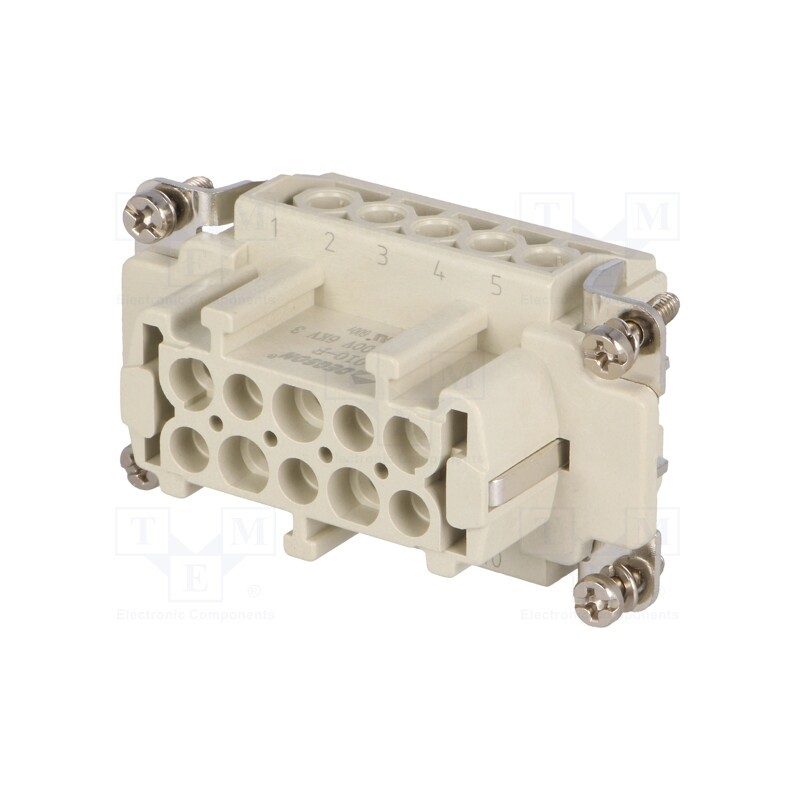 1 pcs x DEGSON ELECTRONICS - DE-010-F - Connector: HDC, contact insert, female, DE, PIN: 10, 10+PE, 16A, 500V