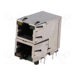 1 pcs x Amphenol Communications Solutions - RJSAE-5381-02 - Socket, RJ45, Cat: 5, shielded,double,with LED, Layout: 8p8c, THT