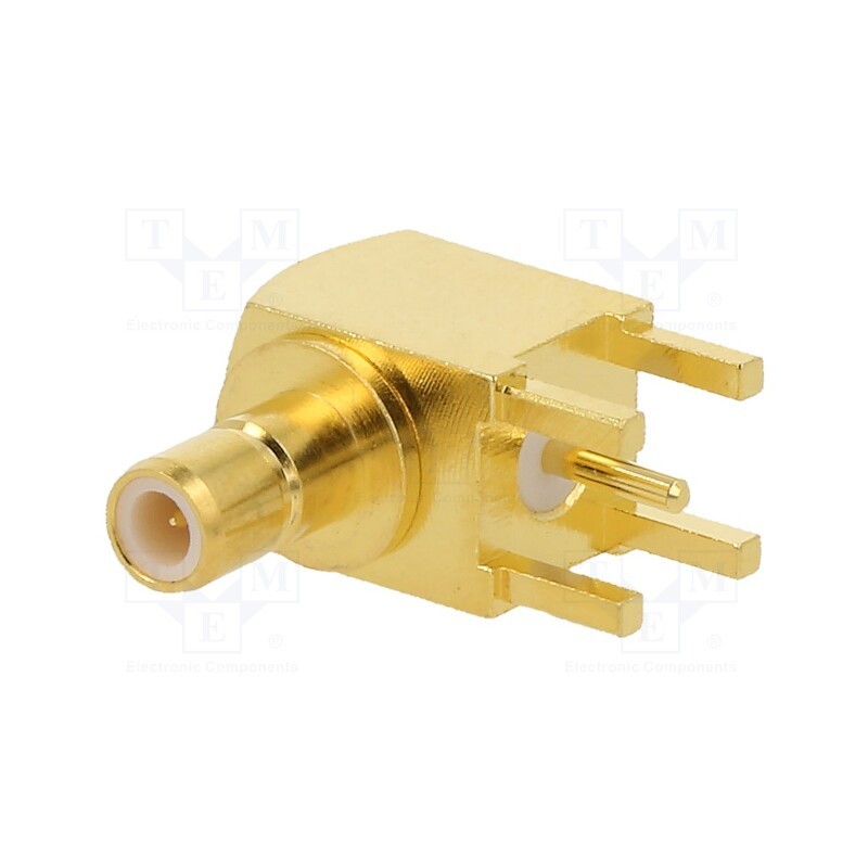 1 pcs x AMPHENOL RF - 142146 - Socket, SMB, male, angled 90°, 50Ω, THT, for cable, PTFE, Mat: brass