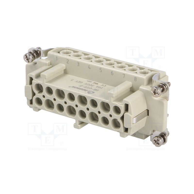 1 pcs x DEGSON ELECTRONICS - DE-016-F - Connector: HDC, contact insert, female, DE, PIN: 16, 16+PE, 16A, 500V