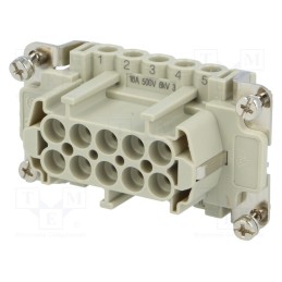 1 pcs x ILME - CNEF 10 T - Connector: HDC, female, CNE, PIN: 10, 10+PE, size 57.27, 16A, 500V