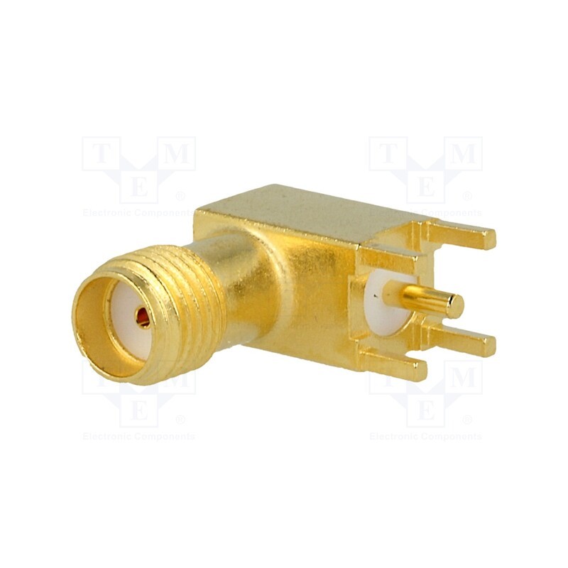 1 pcs x TE Connectivity - 3-1478978-1 - Socket, SMA, female, angled 90°, 50Ω, THT, on PCBs, POM, gold-plated