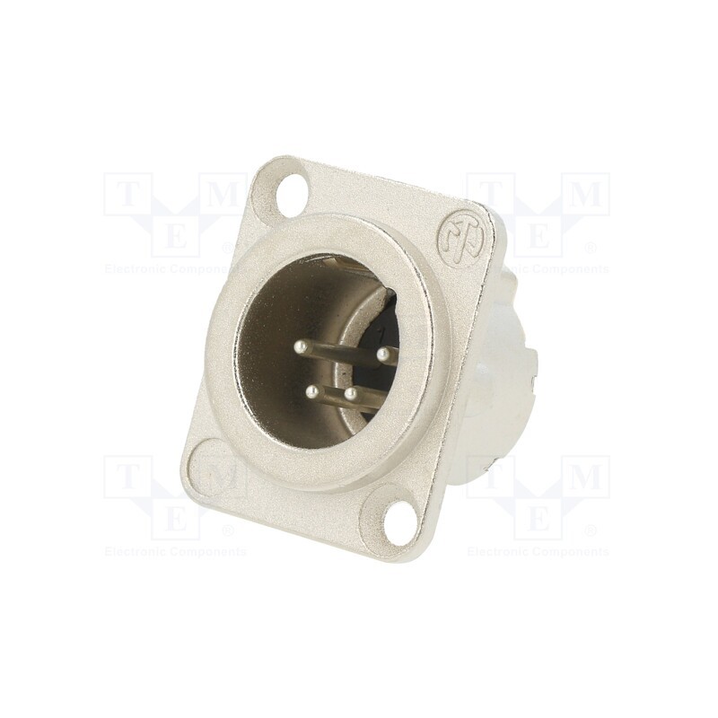 1 pcs x NEUTRIK - NC4MD-LX - Socket, XLR, male, PIN: 4, straight, soldering, silver, 10A, 19x24mm