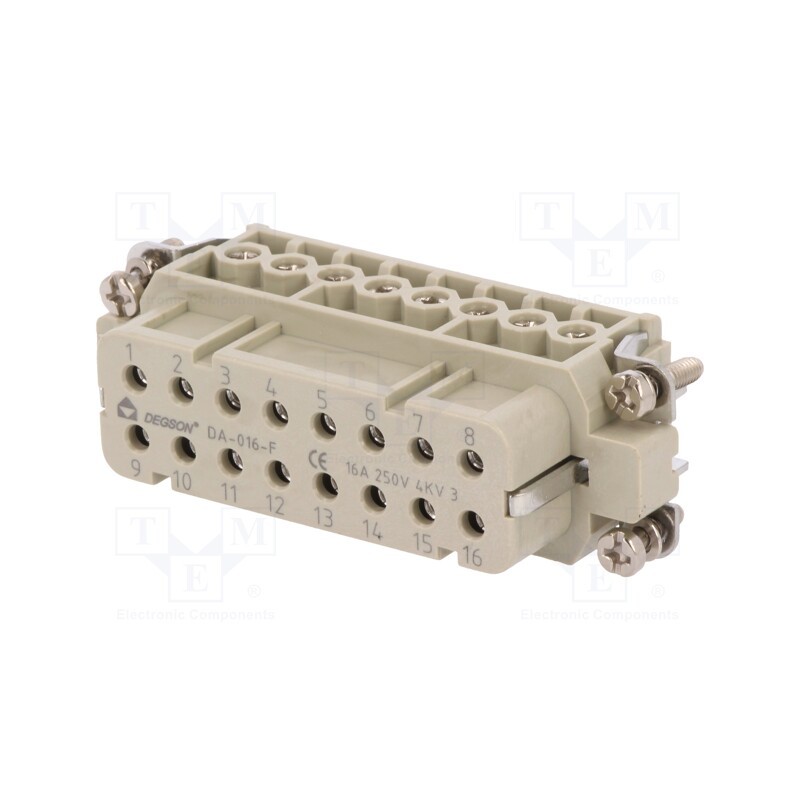 1 pcs x DEGSON ELECTRONICS - DA-016-F - Connector: HDC, contact insert, female, DA, PIN: 16, 16+PE, 16A, 250V