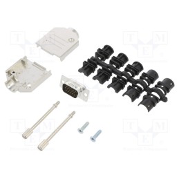 1 pcs x Amphenol Communications Solutions - L17DTZK09+L717HDE15P - D-Sub HD, PIN: 15, male, straight, soldering, for cable, gold