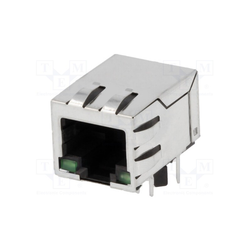 1 pcs x BEL FUSE - SI-60001-F - Socket, RJ45, PIN: 8, shielded,with LED, Layout: 8p8c, THT, angled