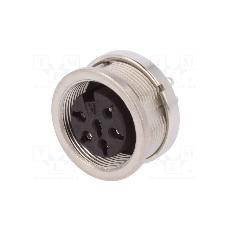 1 pcs x AMPHENOL - C09131N0061002U - Connector: M16, socket, female, soldering, PIN: 6, 5A, 300V, 0.5mm2