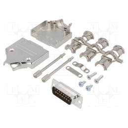 1 pcs x ENCITECH - 6355-0006-02 - D-Sub, PIN: 15, plug, male, straight, soldering, for cable, black