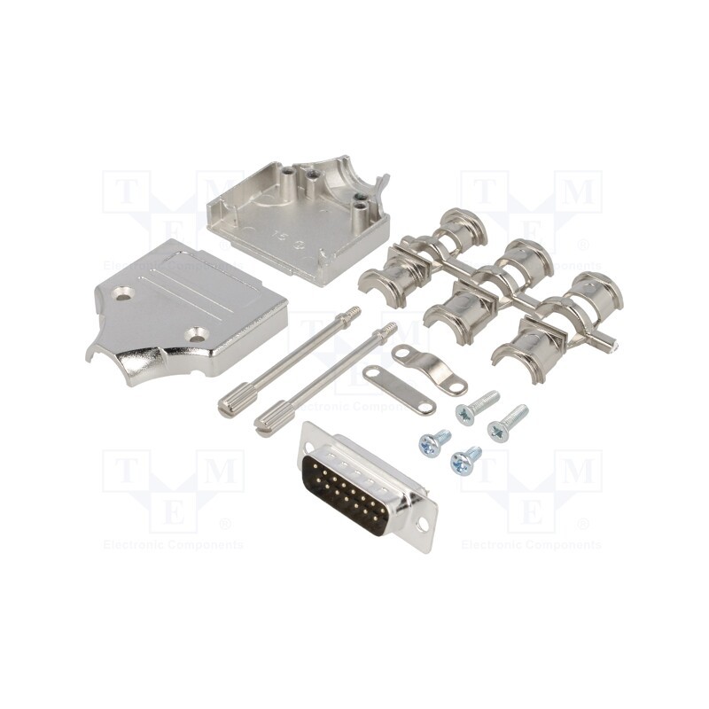 1 pcs x ENCITECH - 6355-0006-02 - D-Sub, PIN: 15, plug, male, straight, soldering, for cable, black