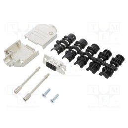 1 pcs x Amphenol Communications Solutions - L17DTZK09+L77HDE15S - D-Sub HD, PIN: 15, female, straight, soldering, for cable, UNC