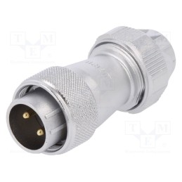 1 pcs x WEIPU - WF20J2TE1 - Plug, WF20, male, PIN: 2, IP67, 9÷10.5mm, 25A, soldering, for cable