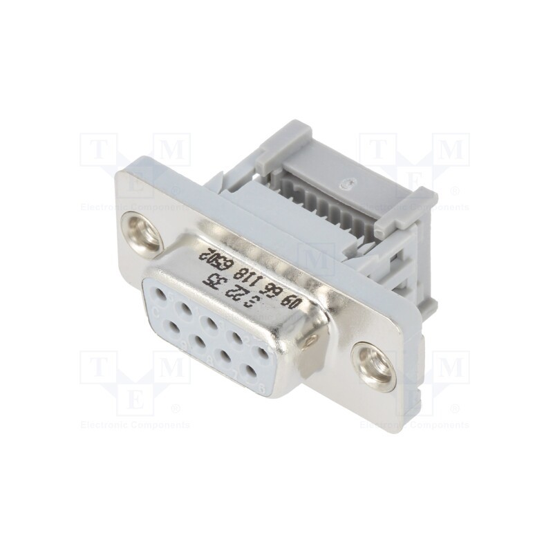 1 pcs x HARTING - 9661186502 - D-Sub, PIN: 9, plug, female, for ribbon cable, IDC, UNC 4-40, 1.27mm