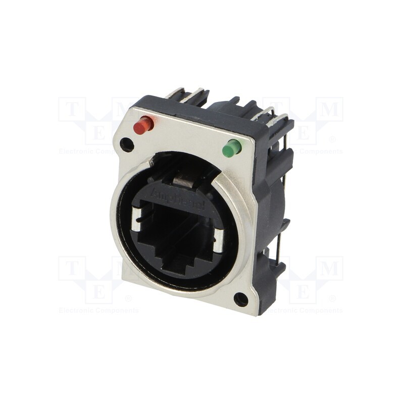 1 pcs x AMPHENOL - RJX8FB5HRGB - Socket, RJ45, XLRnet, Cat: 5e, with LED,with push button, THT