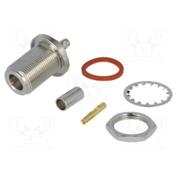 1 pcs x AMPHENOL RF - N6421A1-NT3G-1-50 - Socket, N, female, straight, 50Ω, crimped, for panel mounting, PTFE