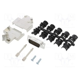 1 pcs x Amphenol Communications Solutions - L17D45ZK15+L717SDA15P - D-Sub, PIN: 15, male, angled 45°, soldering, for cable, gold