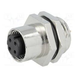 1 pcs x AMPHENOL LTW - M12D-04PFFS-SH8001 - Socket, M12, PIN: 4, female, D code-Ethernet, soldering, IP68, 250V