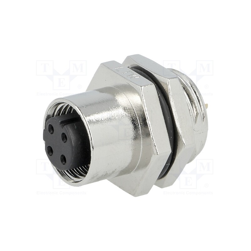 1 pcs x AMPHENOL LTW - M12D-04PFFS-SH8001 - Socket, M12, PIN: 4, female, D code-Ethernet, soldering, IP68, 250V