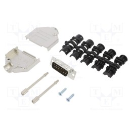 1 pcs x Amphenol Communications Solutions - L17DTZK15+L717SDA15P - D-Sub, PIN: 15, male, straight, soldering, for cable, gold fl