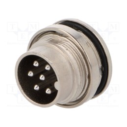 1 pcs x AMPHENOL - C09131C0061002U - Connector: M16, socket, male, soldering, PIN: 6, 5A, 300V, IP65,IP67