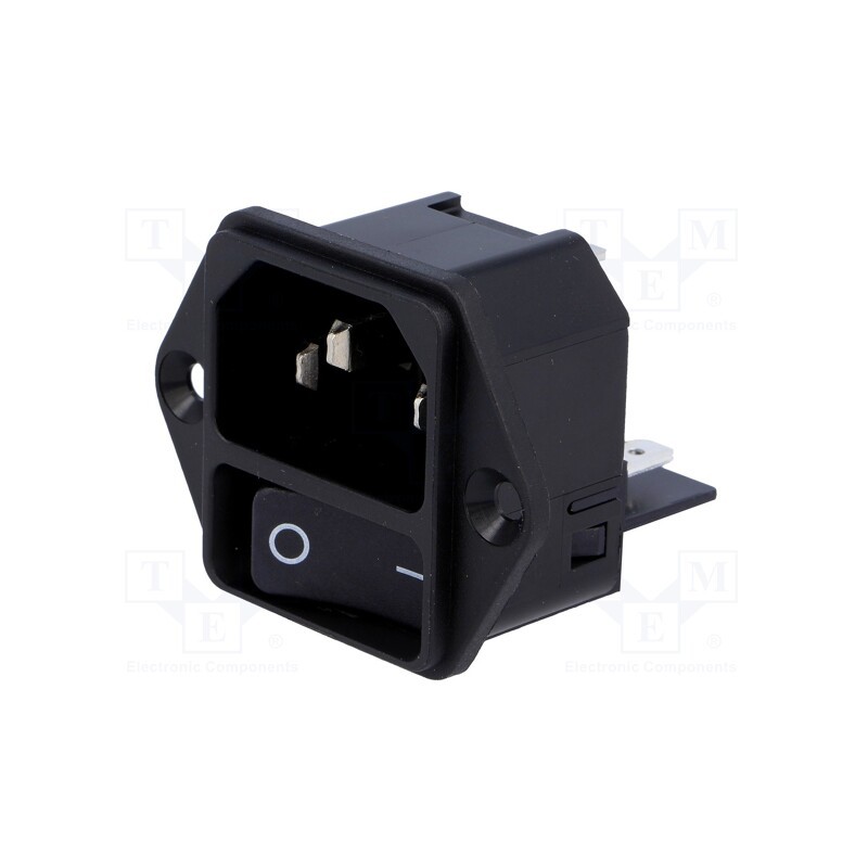 1 pcs x SCHURTER - DC11.0001.001 - Connector: AC supply, socket, male, 15A, 250VAC, IEC 60320, C14 (E)