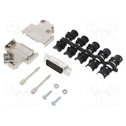 1 pcs x Amphenol Communications Solutions - L17D45PK-M-15+L717HDA26P - D-Sub HD, PIN: 26, male, angled 45°, soldering, for cable