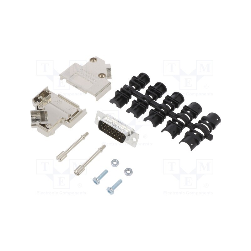 1 pcs x Amphenol Communications Solutions - L17D45PK-M-15+L717HDA26P - D-Sub HD, PIN: 26, male, angled 45°, soldering, for cable