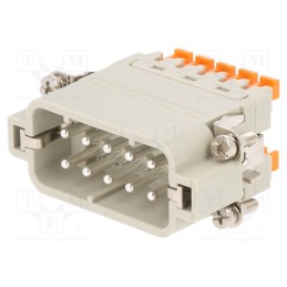 1 pcs x ILME - CSAHM 10 - Connector: HDC, contact insert, male, CSAH, PIN: 10, 10+PE, 16A, 600V