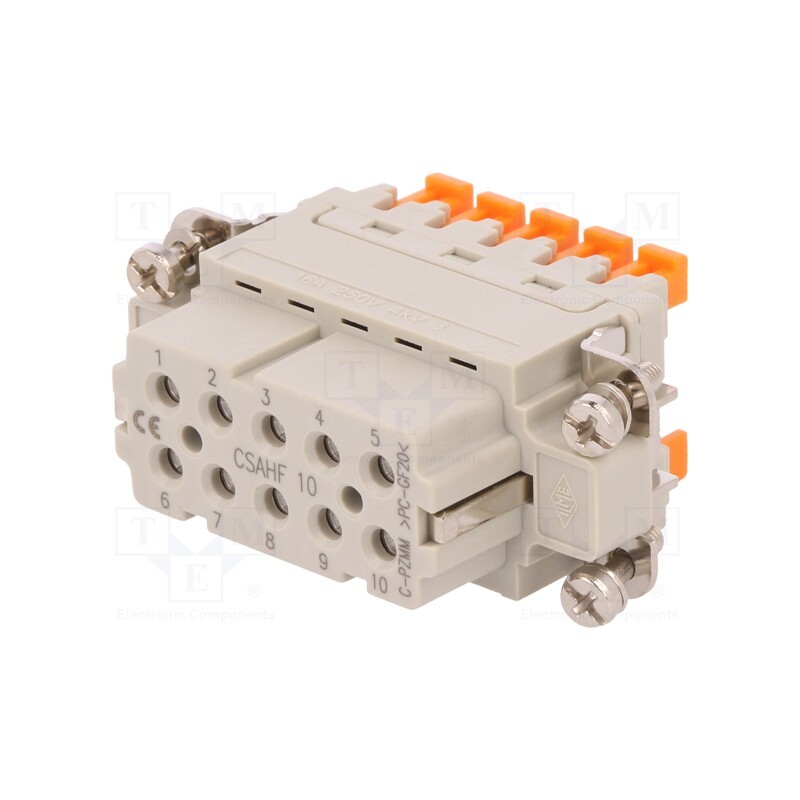 1 pcs x ILME - CSAHF 10 - Connector: HDC, contact insert, female, CSAH, PIN: 10, 10+PE, 16A