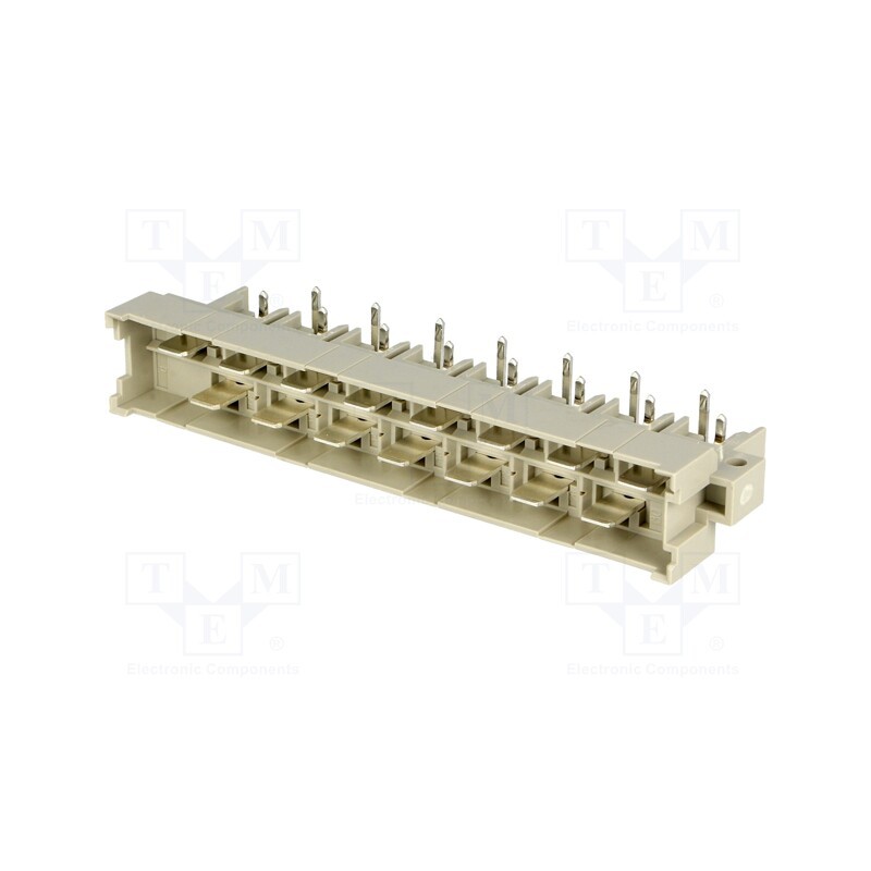 1 pcs x HARTING - 9061152911 - Socket, DIN 41612, type H, male, PIN: 15, THT, on PCBs, angled 90°