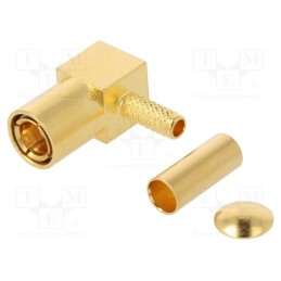 1 pcs x AMPHENOL RF - 903-289P-51A2 - Socket, SMB, female, angled 90°, 50Ω, soldering,crimped, for cable