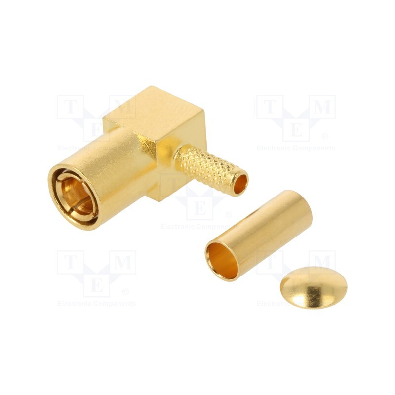 1 pcs x AMPHENOL RF - 903-289P-51A2 - Socket, SMB, female, angled 90°, 50Ω, soldering,crimped, for cable