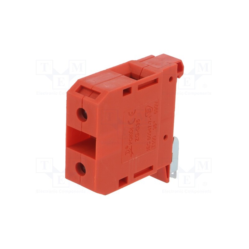 1 pcs x POKu00d3J - A11-1637 - Splice terminal: rail, 4÷35mm2, ways: 1, terminals: 2, red, TS35