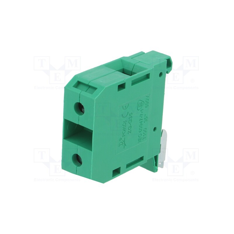 1 pcs x POKu00d3J - A11-1635 - Splice terminal: rail, 4÷35mm2, ways: 1, terminals: 2, green, TS35