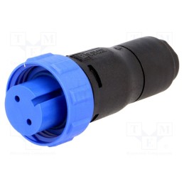 1 pcs x BULGIN - PX0410/02S/4550 - Connector: circular, plug, female, PIN: 2, w/o contacts, for cable