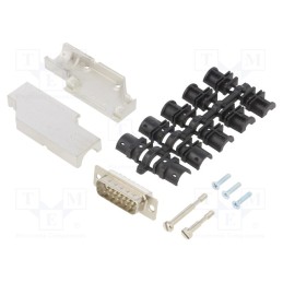 1 pcs x ENCITECH - DCMR15-FK-DBP-W-K - D-Sub, PIN: 15, plug, male, angled 90°, soldering, for cable, white