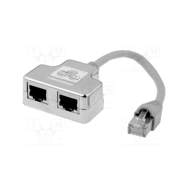 1 pcs x DIGITUS - DN-93904 - Splitter, Cat: 5e, cross,shielded, RJ45 socket x2,RJ45 plug