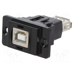 1 pcs x CLIFF - CP30707NMB - Coupler, USB A socket,USB B socket, DUALSLIM, USB 2.0, metal