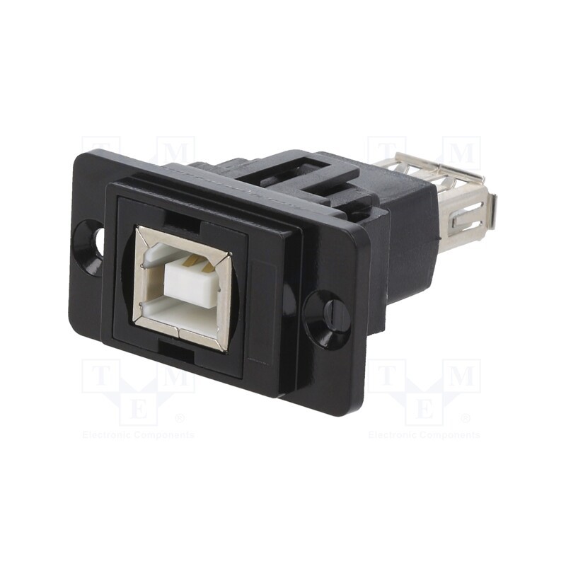 1 pcs x CLIFF - CP30707NMB - Coupler, USB A socket,USB B socket, DUALSLIM, USB 2.0, metal