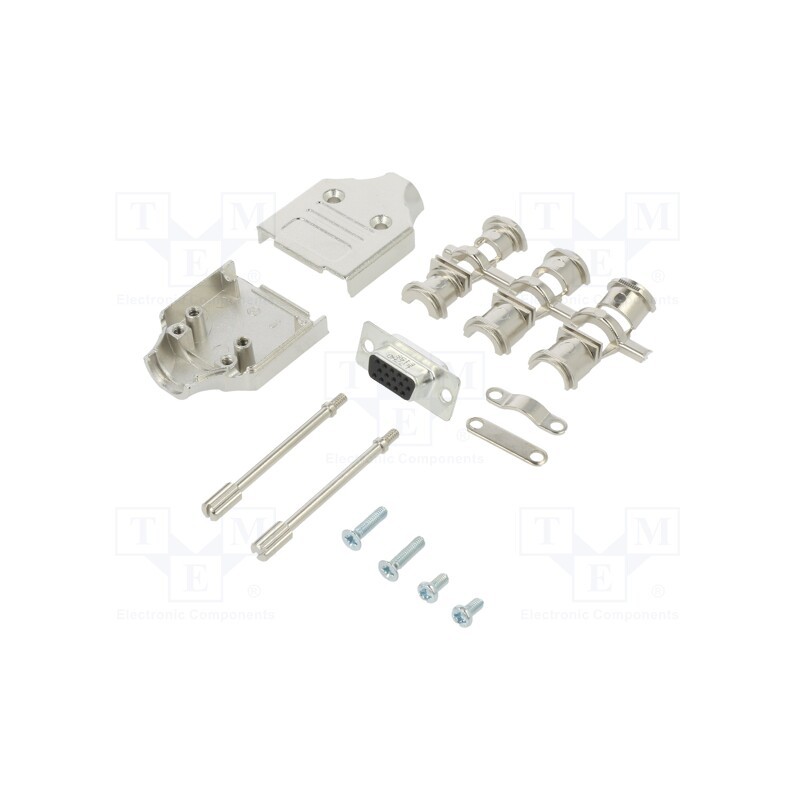 1 pcs x Amphenol Communications Solutions - L17MHDM09+L77HDE15S - D-Sub HD, PIN: 15, female, straight, soldering, for cable, UNC