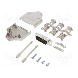 1 pcs x Amphenol Communications Solutions - L17MHDM15+L717SDA15P - D-Sub, PIN: 15, male, straight, soldering, for cable, gold fl