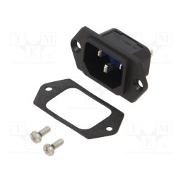 1 pcs x SCHURTER - 6100.3100.32 - Connector: AC supply, socket, male, 10A, 250VAC, IEC 60320, C14 (E)