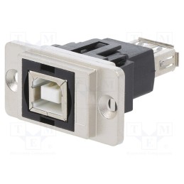 1 pcs x CLIFF - CP30707NM - Coupler, DUALSLIM, gold-plated, USB A socket,USB B socket, 29mm