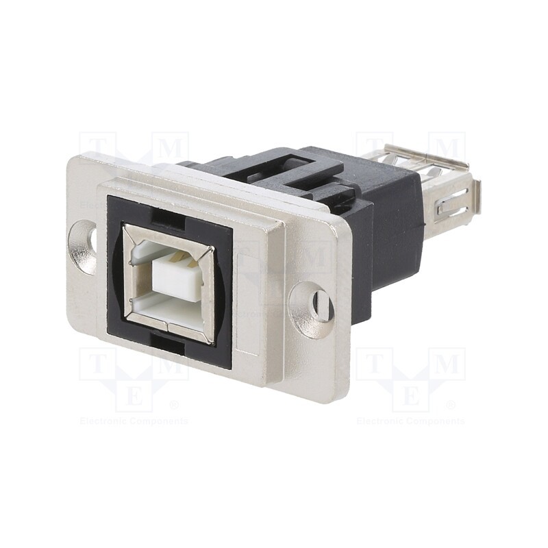 1 pcs x CLIFF - CP30707NM - Coupler, DUALSLIM, gold-plated, USB A socket,USB B socket, 29mm