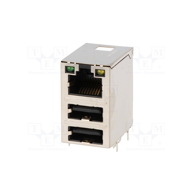 1 pcs x BEL FUSE - C893-1AX1-E1 - Socket, RJ45 + USB A, THT, PIN: 8, angled, Layout: 8p8c