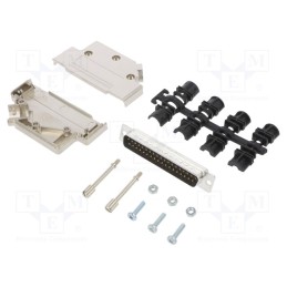 1 pcs x Amphenol Communications Solutions - L17D45PK-M-37+L717SDC37P - D-Sub, PIN: 37, male, angled 45°, soldering, for cable, g