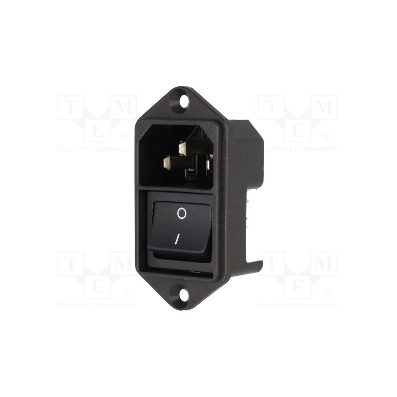 1 pcs x SCHURTER - 4302.2001 - Connector: AC supply, socket, male, 10A, 250VAC, IEC 60320, C14 (E)
