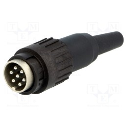 1 pcs x AMPHENOL - T3439501U - Plug, DIN, male, PIN: 7, Layout: 360°, straight, for cable, soldering